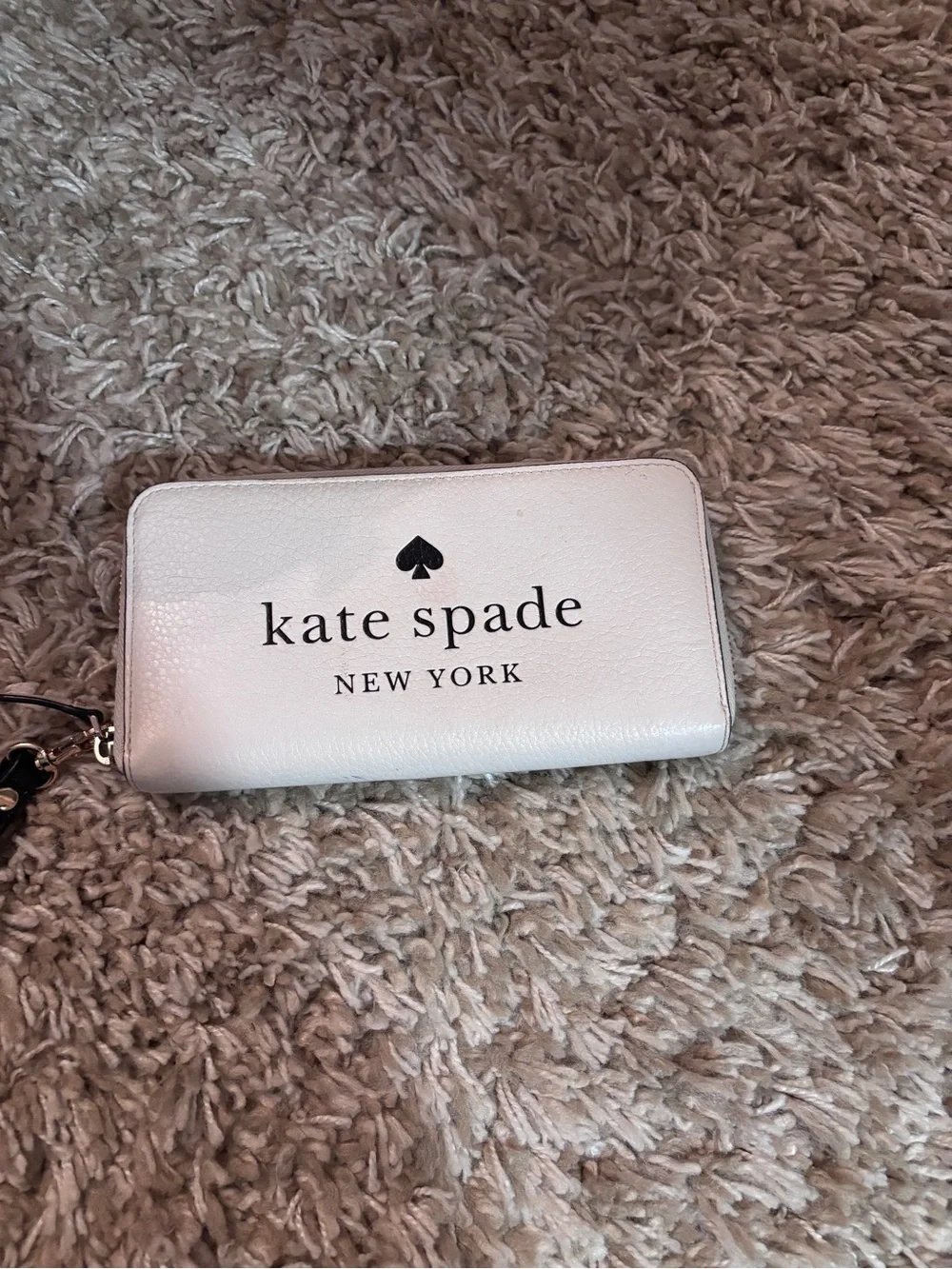 kate spade White Logo Zip-Around Wristlet Wallet